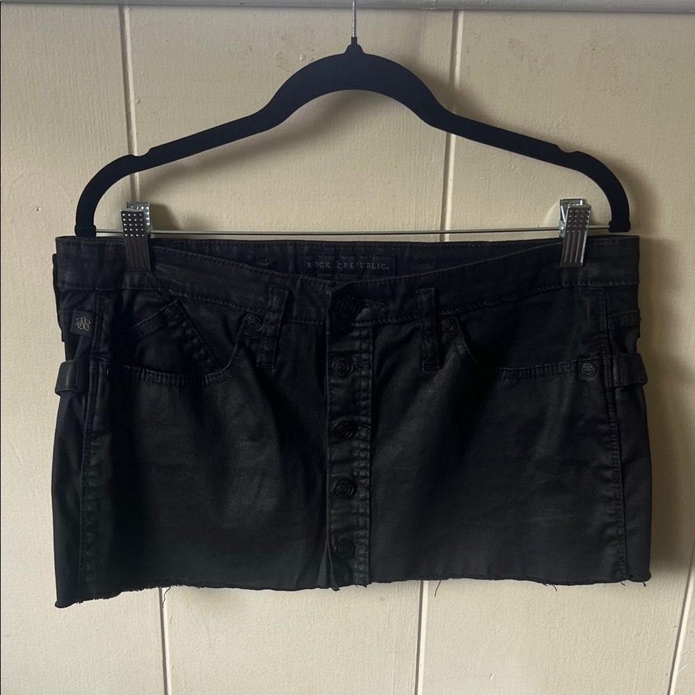 Black Denim Mini Skirt